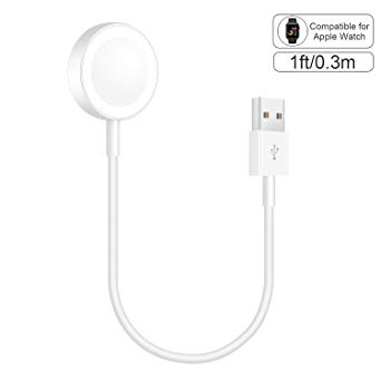 ADDSMILE Short Watch Charging Charger Cable Compatible for Apple Watch Series 1 2 3 38mm 42mm White(1 Foot/0.3 Meters)