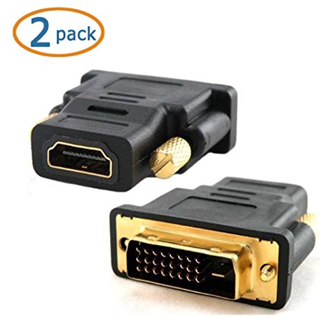 WOVTE Gold Plated HDMI Female to DVI-D Male Video Adapter Pack of 2