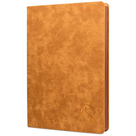 LeStallion Soft Cover Dotted Leather Notebook - A5 Professional Bullet Leather Journal - 216 Numbered Pages, 120gsm Premium Thick Ivory Paper, 5” x 8.25” - Light Brown