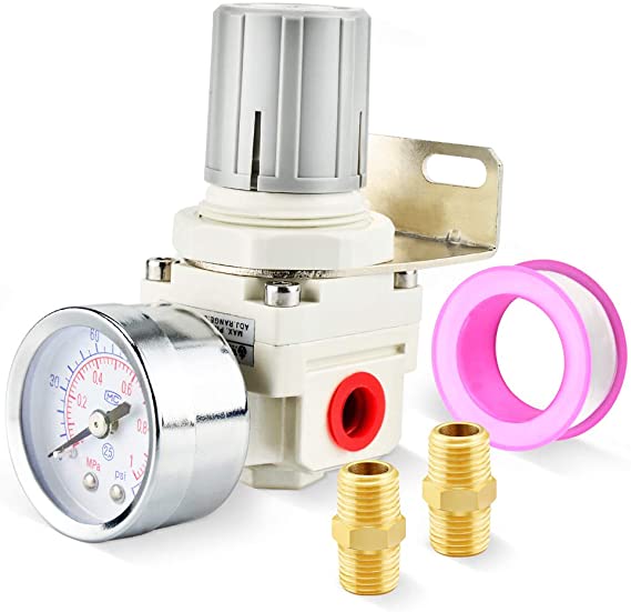 Tailonz Pneumatic 1/4 Inch NPT Mini Pressure Regulator for Compressed Air Systems，Adjust 0 to 145 Psi