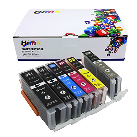 Hi Ink 6 Pack PGI-250XL CLI-251XL With Grey Color High Yield Ink Cartridge For Canon PIXMA IP7220 iX6820 MG5420 MG5422 MG5520 MG5522 MG6420 MX722 MX922 Printers