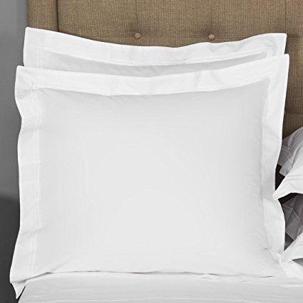 Mayfair Linen European Square Pillow Shams Set of 2 White 600 Thread Count 100% Egyptian Cotton PACK OF 2 Euro 26 x 26 Bright WHITE Pillow shams Cushion Cover, Cases Super Soft Decorative.