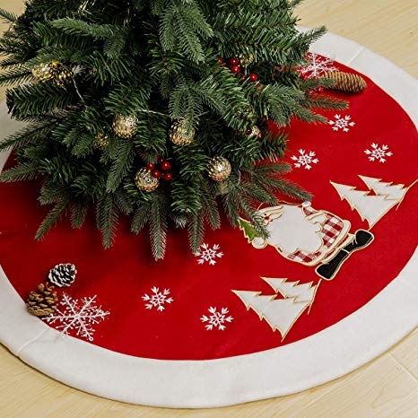 GIGALUMI Christmas Tree Skirt 35"/90cm Santa Claus Velvet Tree Mat Tree Base Cover Christmas Decoration Ornaments Xmas Party Decor