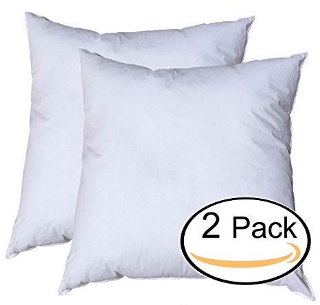 Pillowflex Premium Polyester Filled Pillow Form Inserts - Machine Washable - European Square - Made in USA (26x26 Pack of 2)