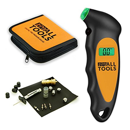 All Tools - Tire Diagnostic Tool Kit - Includes Digital Tire Pressure Gauge 150 PSI 4 Settings, Tire Tread Depth Gauge, Tire Deflator and Additional Car Tools and Details