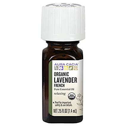 Aura Cacia 100% Pure French Lavender Essential Oil | Certified Organic, GC/MS Tested for Purity | 7.4 ml (0.25 fl. oz.) | Lavandula angustifolia
