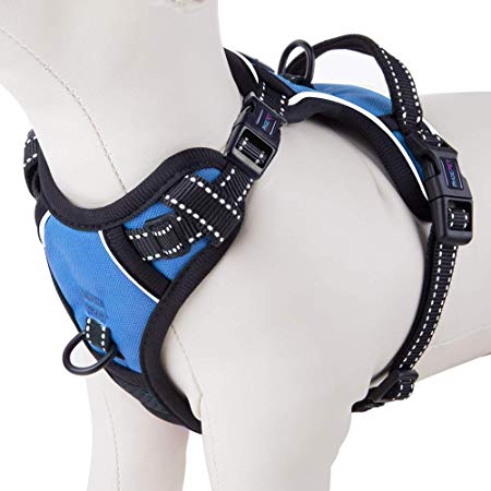 PHOEPET Updated Adjustbale No Pull Dog Harnesses 3M Reflective Puppy Vest  Handle  4 Snap Buckles  2 Metal Hooks for Small Dogs[Easy to Put on & Take Off]