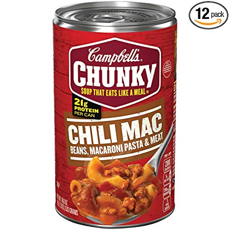 Campbell's Chunky Chili Mac Soup, 18.8 oz. Can (Pack of 12)