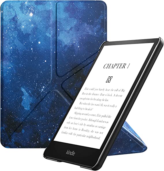 MoKo Case for 6.8" Kindle Paperwhite (11th Generation-2021) and Kindle Paperwhite Signature Edition, Origami Standing Shell Cover with Magnetic PC Back Cover for Kindle Paperwhite 2021, Blue Sky Star