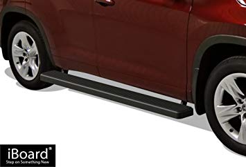 APS iBoard Running Boards 6 inches Matte Black Custom Fit 2008-2019 Toyota Highlander Sport Utility 4-Door Gas Hybrid (Cutting Required) (Nerf Bars Side Steps Side Bars)