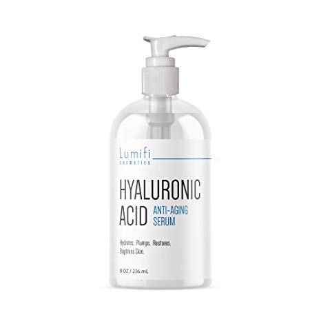 Hyaluronic Acid Serum for Skin- 8 oz- Anti-Aging Serum- Hydrates   Plumps, Non-Greasy Moisturizer, Paraben-free-Lumifi Cosmetics
