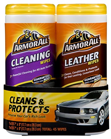 Armor All 82646 Cleaning and Leather Wipes - 25 sheets (pack of 2)