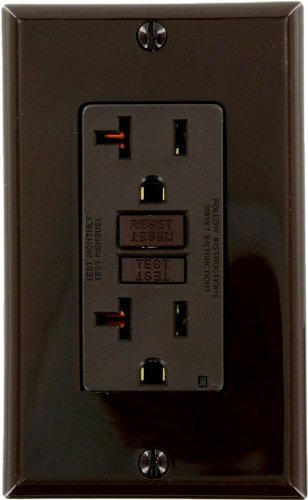 Leviton N7899 20-Amp 125-Volt SmartLock Pro Slim Non-Tamper-Resistant Duplex GFCI Receptacle, Brown