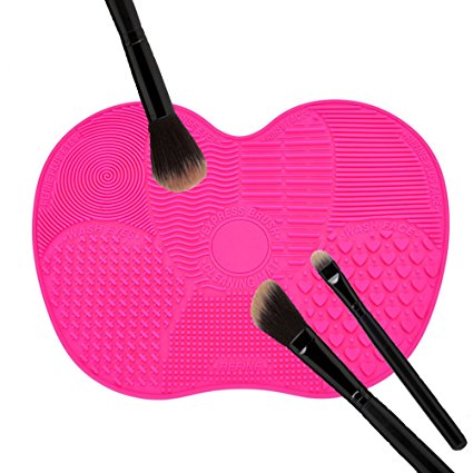 JiaUfmi Makeup Brush Cleaning Mat Cosmetic Brush Cleaner Pad Silicone Washing Tool Scrubber Suction Cup,Rose