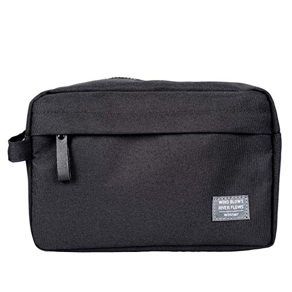 Men’s Waterproof Small Travel Bag Portable Toiletry Organizer Bag Shaving Kit Dopp Bag (Black)