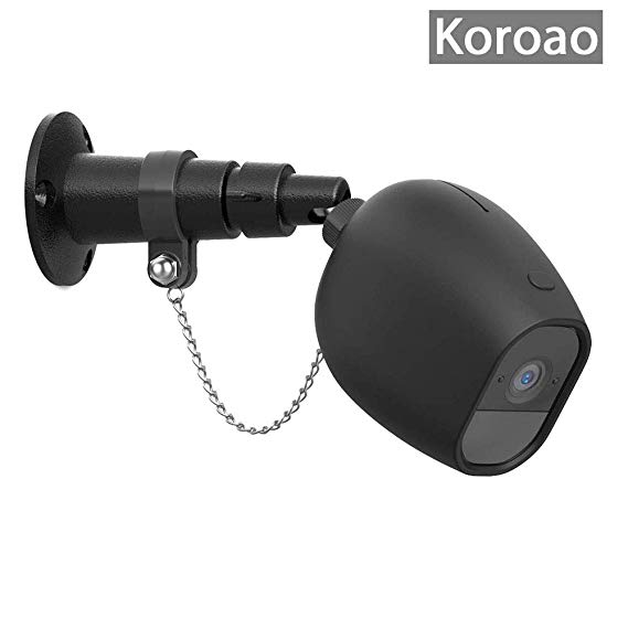 Koroao Security Outdoor Mount for Arlo Pro Arlo Pro 2 with Anti-Theft Chain,Silicone Protective Case-Extra Protection for Your Arlo Camera (Black)