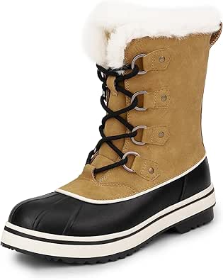 DREAM PAIRS Women's Snow Winter Boots Mid Calf Waterproof Warm Faux Fur Lined Lace Up Anti-slip Outdoor Duck Boots