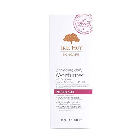 Tree Hut Skincare Protecting Daily Moisturizer with Sunscreen Broad Spectrum SPF-30, Refining Rose, 1.5 Fluid Ounce