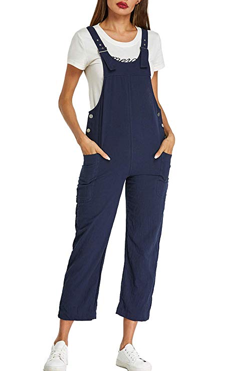 StyleDome Women's Baggy Overalls Casual Bid Loose Wide Leg Jumpsuit Rompers Pants with Pockets