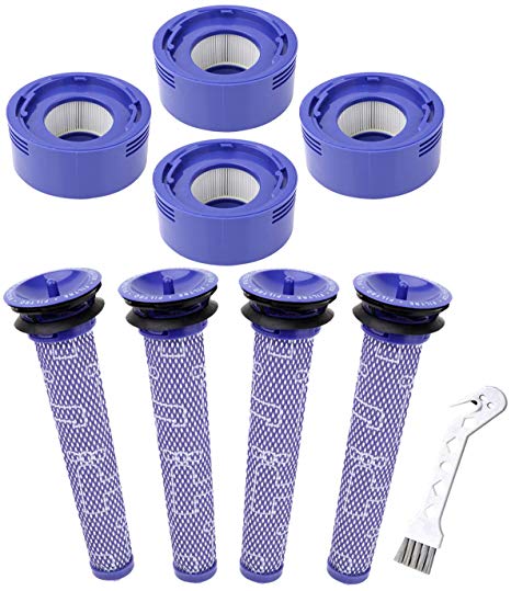 Mochenli 8 Pack Vacuum Filter Replacement for Dyson V7 & V8 Absolute and Animal Cordless Vacuums, Set with 4 HEPA Post Filter , 4 Pre Filter, Replaces Part # 965661-01 & 967478-01.