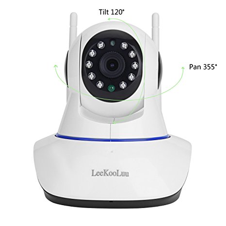 LeeKooLuu® 720P Wireless WiFi Home Security Surveillance IP Camera Built-in Microphone,Pan/Tilt with 2-Way Audio Night Vision