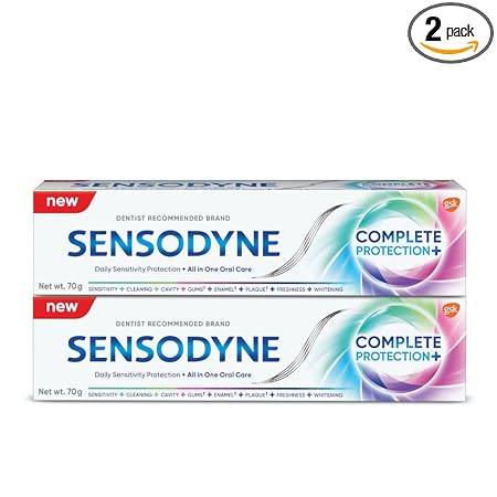 Sensodyne Toothpaste Complete Protection  Combo pack, All in One daily oral care tooth paste for sensitive teeth, 140 gm multi-pack (70 gm x 2)