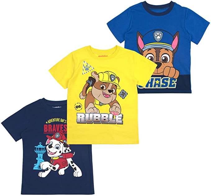 Nickelodeon Boys and Toddlers 3-Pack T-Shirts: Paw Patrol and Blaze
