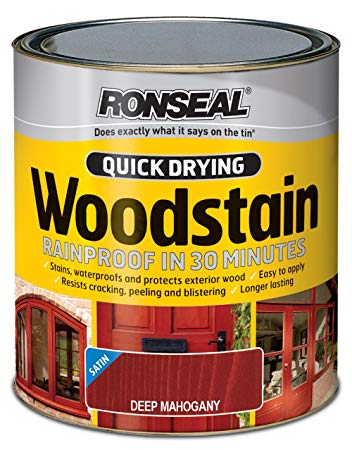Ronseal QDWSDM750 750ml Woodstain Quick Dry Satin - Deep Mahogany