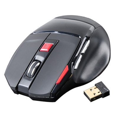 Black 24GHz Wireless 6 Button Optical Gaming Mouse Adjustable DPI for PC Laptop