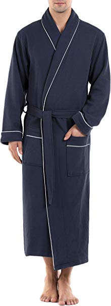 DAVID ARCHY Men's Plush Robe Shawl Collar Soft Cotton Modal Cozy Hotel Robe Big and Tall Long Bathrobe