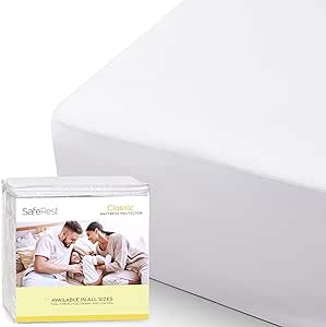 SafeRest 100% Waterproof Full Size Mattress Protector - Fitted with Stretchable Pockets - Machine Washable Cotton Mattress Cover for Bed - Perfect Bedding Airbnb Essentials for Hosts