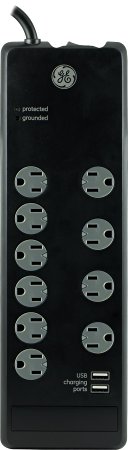 GE 14096 Surge Protector, 10 Outlet 2 USB