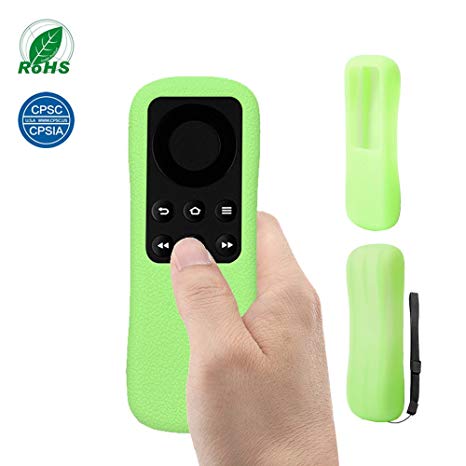 Fire TV Stick Remote Case SIKAI Silicone Shockproof Protective Cover For Fire TV Stick Remote Anti-Slip Skin-Friendly Washable Dust-proof Anti-Lost With Hand Strap (Luminous Green)