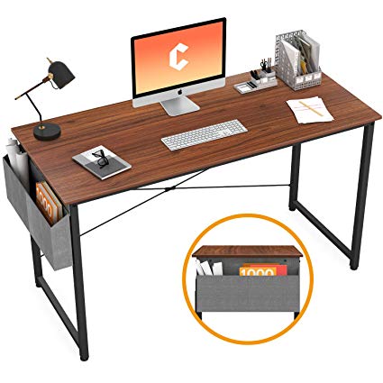 Cubiker Computer Desk 47" Home Office Writing Study Desk, Modern Simple Style Laptop Table with Storage Bag, Espresso