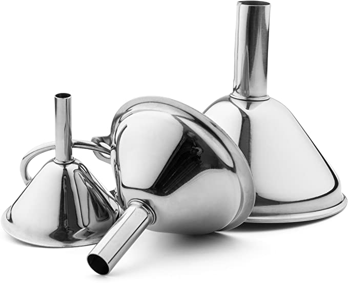 Bellemain Small Funnel Set 3-Piece Stainless Steel for Spices, Essentail Oil, and Flask Funnel