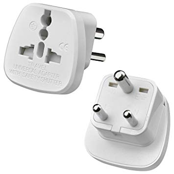 TEC UK - 2 X UK to India Travel Adapter, 3 Pin Prong Plugs for Visitor from UK, Europe, USA, Australia to India (PACK OF 2)