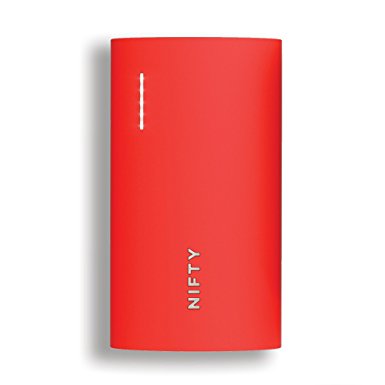 NIFTY Mobile Charger for Smartphones and Tablets with Apple Fast-Charging, Quick Charge 3.0 and USB Type-C, the Ultimate Portable Charger (6,800 mAh) (Signature Stone Red)