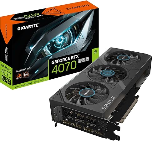 Gigabyte GeForce RTX 4070 SUPER Eagle OC Grafikkarte - 2535MHz Core, 12GB GDDR6X 21000MHz 192-Bit Speicher, PCI-E 4.0, 3X DP 1.4, 1x HDMI 2.1a, NVIDIA DLSS 3.5, GV-N407SEAGLE OC-12GD