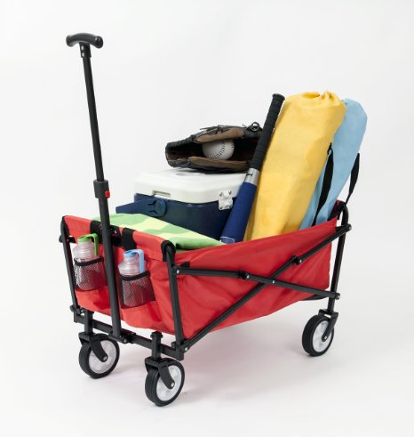 YSC Wagon Garden Folding Utility Shopping Cart,Beach Red