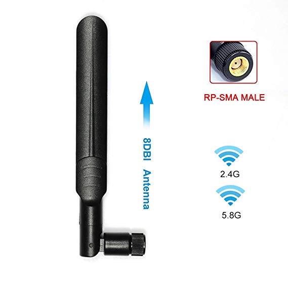 Lysignal 2.4G/5G/5.8G Dual Band Omni-Directional High Gain WiFi Antenna with RP-SMA-J Connector for Router Access Point Wireless Rang Extender