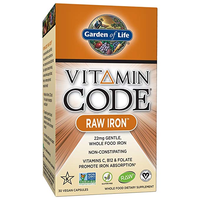 Garden of Life Garden of Life Raw Iron Supplement - Vitamin Code Iron Complex Whole Food Vitamin, Vegan, 30 Capsules