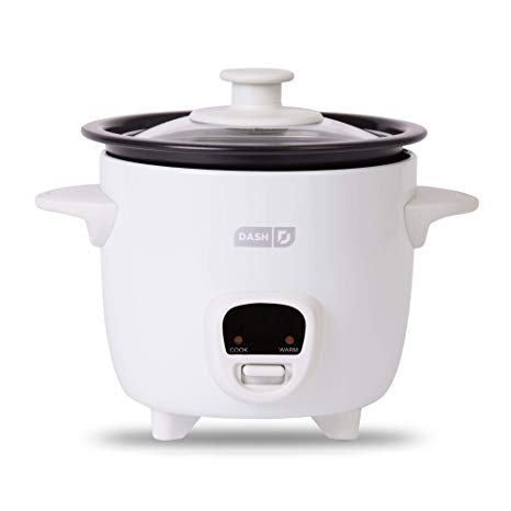 Dash DRCM200GBWH04 Mini Rice Cooker Steamer with Removable Nonstick Pot, Keep Warm Function and Recipe Guide -, 2 Cups, Great for Soups, Stews, Grains and Oatmeal -, White