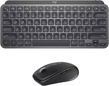 Logitech MX Keys Mini Keyboard   MX Anywhere 3 Wireless Mouse Combo - Backlit Keys, USB-C, Bluetooth, Ergonomic, Compact, Hyper-fast Scroll, Multi-OS Compatible, PC / Mac – Graphite