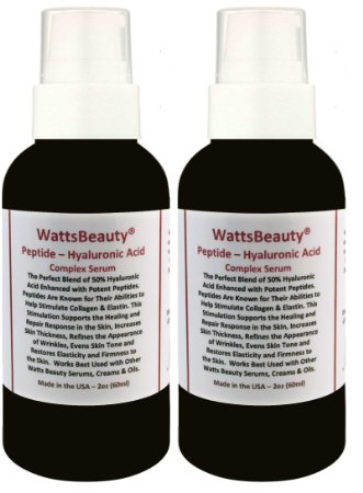 Watts Beauty Peptide Firming Wrinkle & Collagen Booster with Hyaluronic Acid, L - Arginine & Potent Peptides - USA - 4oz