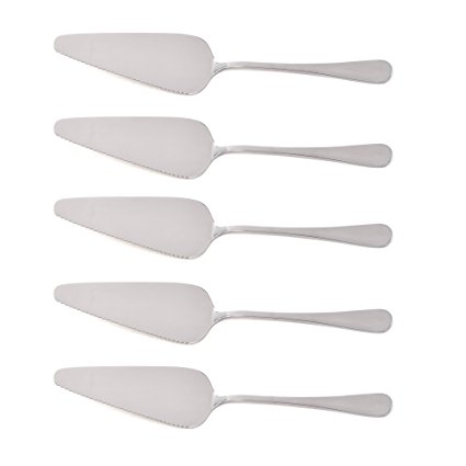 Cosmos ® Pack of 5 Stainless Steel Pie Cake Server with Mirror Finished & Onside with Fine Serrated Edge