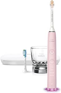 Philips Sonicare DiamondClean Smart 9300 Electric Toothbrush, Sonic Toothbrush with App, Pressure Sensor, Brush Head Detection, 4 Brushing Modes and 3 Intensity Levels, Pink, Model HX9903/25