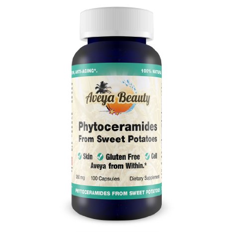 Phytoceramides Made From Sweet Potatoes 100 Caps - 100 All Natural Skin Restoring Oral Supplement Vitamins Capsules w Rice - Plant Derived Based Phytoceramide Pills for Hydration - 350 Mg - Moisturizing and Hydration Facial Supplements for a Full 90-day Supply Gluten Free