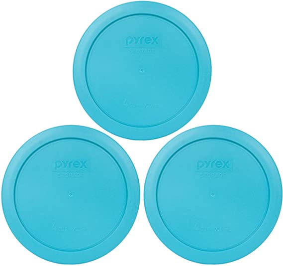 Pyrex 7201-PC 4 Cup Surf Blue Round Plastic Food Storage Lid - 3 Pack