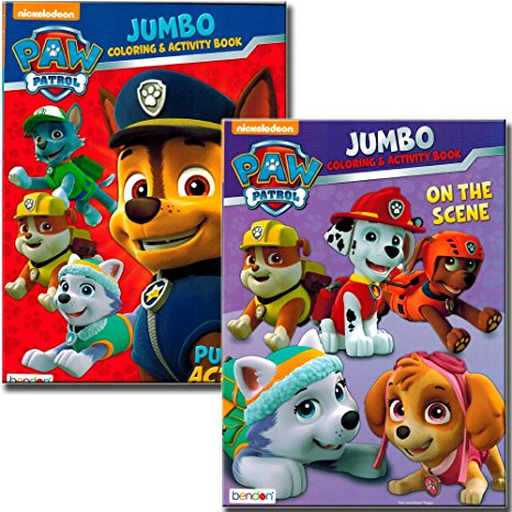 PAW Patrol Coloring and Activity Book Set (2 Books ~ 96 Pages) Chase, Rocky, Marshall, Skye, Zuma, and Rubble