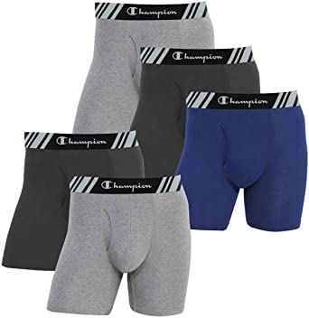 Champion Men's Boxer Briefs All Day Comfort No Ride Up Double Dry X-Temp 5 Pack